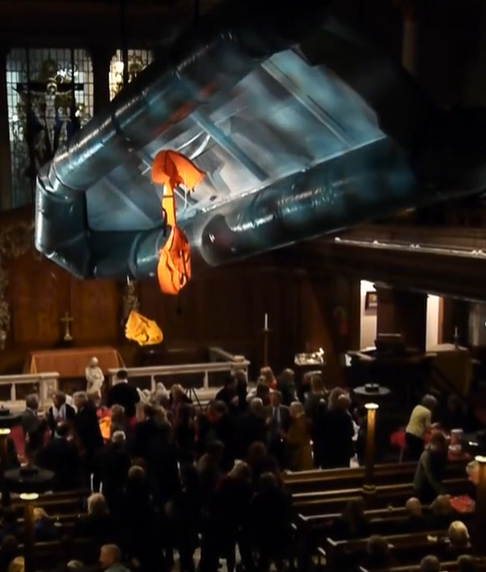 Flight an installation in St James's Church by artist Arabella Dorman