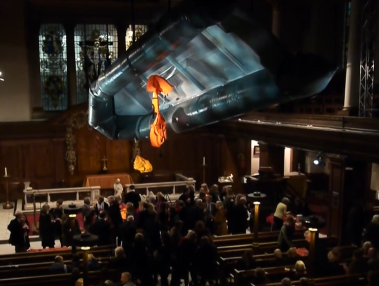 Flight an installation in St James's Church by artist Arabella Dorman