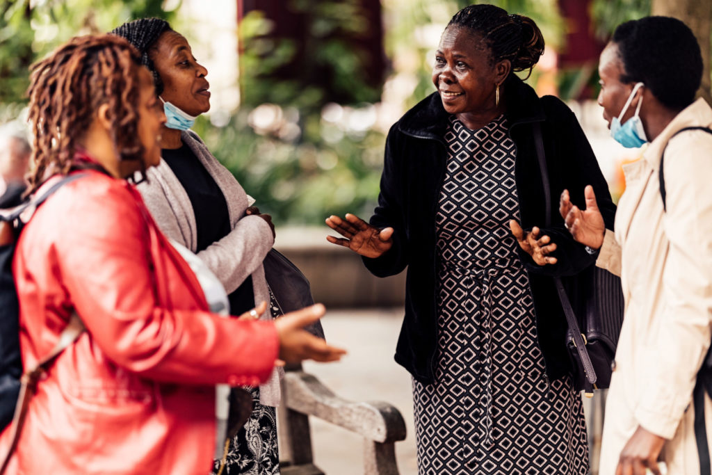 A group of women talking