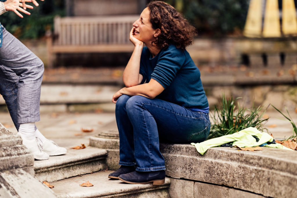 seated woman listening