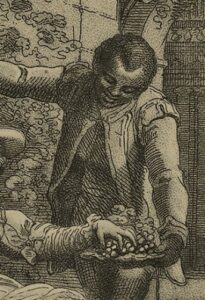Eighteenth century etching of Ottobah Cugoano, a young black servant in London