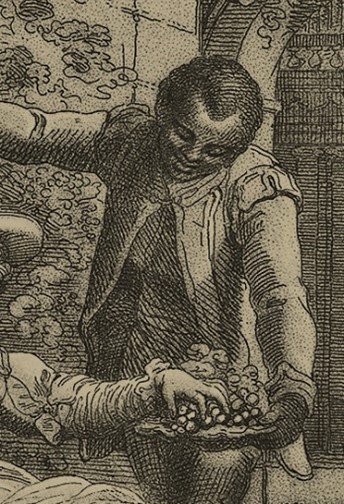 Eighteenth century etching of Ottobah Cugoano, a young black servant in London